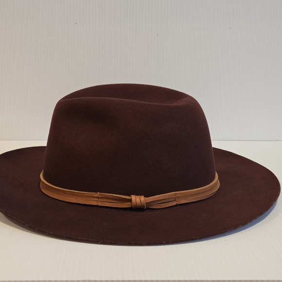 Goorin Bros Wide Brim Burgundy Wool Fedora Hat Large Leather Band Classy Classic - Picture 9 of 16